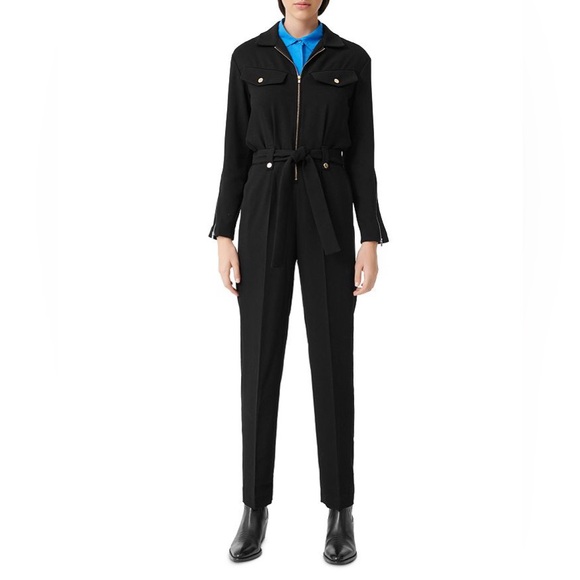 Maje black crepe jumpsuit gold hardware sz 40 - Picture 5 of 12